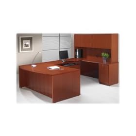Rudnick Products - D-Shaped Desk, 42"x72"x29", Cherry - Sold as 1 EA - Contemporary office furniture offers a collection of hand-selected wood veneers that you can set up in multiple configurations. All pedestals and lateral files have core locks that gang lock all drawers. Lateral file offers side-to-side filing, full progressive suspension, and an anti-tip mechanism. File drawers are designed for legal-size or letter-sized filing. Drawer boxes are sealed and finished on all faces, and the fron