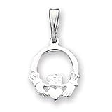 Pendant - Polished Sterling Silver Irish Celtic Claddagh Pendant Charm