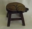 Sleeping Kitty Hand Carved Wooden Foot Stool (Dark Finished)