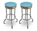 2 Baby Blue Vinyl Specialty / Custom Barstools Set
