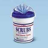 SCRUBS Hand Cleaner Towels, Cloth, 10-1/2x12-1/4, BE/WE, 72/Bucket, 6/carton