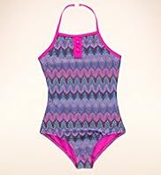 Halterneck Abstract Print Knitted Swimsuit