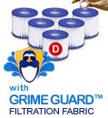 "Type D Pool Filter Cartridge with Grime Guard - 6-Pack (4.125""x3.75"")"
