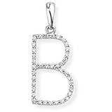 18ct Gold B Diamond Initial Pendant on 18 inch Chain