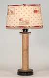 Antique Spool Table Lamp with Vintage Fabric Shade