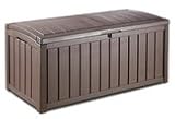 KETER WOOD EFFECT GARDEN PATIO DECK BOX. 390 LITRE SIZE