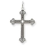 14k White Gold Laser Designed Cross Pendant