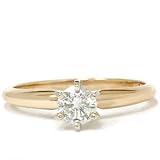 Diamond Engagement Rings - Gold Real .50CT Round Solitaire Diamond Engagement Ring Womens 14K Yellow