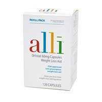 Alli- Orlistat Weightloss Aid Formula, 120ct 60mg Refill Pack