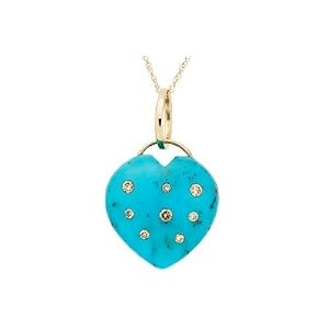 11 Carat Turquoise & Brown Diamond 14K Yellow Gold Heart Pendant w/ Chain|Brown Diamond|14K Yellow Gold Heart Pendant 11 Carat Turquoise & Brown Diamond 14K Yellow Gold Heart Pendant w/ Chain|Brown Diamond|14K Yellow Gold Heart Pendant