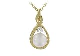 Cultured Pearl and Diamond Pendant : 14K Yellow Gold
