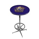 LSU Pub Table - Purple - Chrome Base with Footrest - 43" H