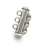 Sterling Silver Tube Clasp 21mm Three Rings Strands