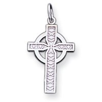 14k White Gold Celtic Cross Charm - Measures 18x13mm