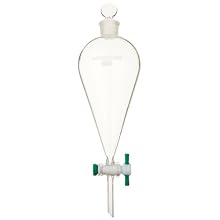 Chemglass CG-1742-05 Glass Squibb Style Separatory Funnel, with 4mm PTFE Stopcock, 500mL Capacity