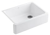 Kohler K-6487-0 Whitehaven Self-Trimming Apron Front Single Basin Kitchen Sink with Tall Apron, White