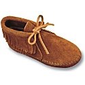 Children's Minnetonka Fringe Boot Softsole - Brown Suede