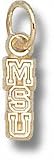 Michigan State Spartans Solid 10K Gold Vertical ''MSU'' 3/8'' Pendant
