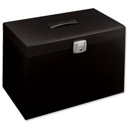 Pierre Henry Metal File Box with 5 Suspension Files Tabs and Inserts A4 W370xD220xH290mm Black Ref 040155