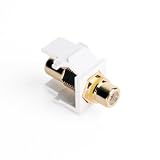 Leviton 40830-BWY QuickPort RCA Jack Connector, Yellow Stripe, White