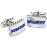 Sapphire Band Cufflinks with Swarovski crystal