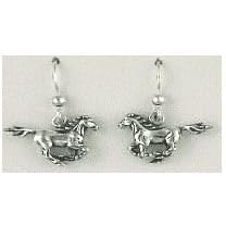 Sterling Silver Running Horse Dangle Earrings