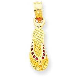 14k Red Enameled Flip Flop Pendant
