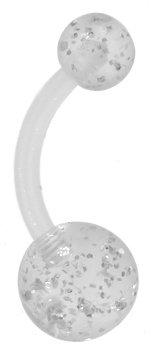 CLEAR Bioplast UV Glitter Belly Button Ring