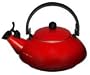 Le Creuset 1-3/5-Quart Zen Teakettle, Red