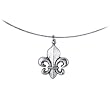 Antiqued Silver Tone Fleur De Lis Choker Necklace