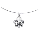 Antiqued Silver Tone Fleur De Lis Choker Necklace