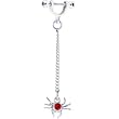 SMALL 16 Gauge Ruby Red Gem SPIDER DANGLE Nipple Ring 5/16" 3mm