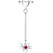 Small 16 Gauge Ruby Red Gem Spider Dangle Nipple Ring 5/16 Inches 3mm