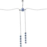 SWAROVSKI Solar Blue SINGLE Gem DUAL RHINESTONE Dangle BELLY CHAIN