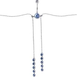 Swarovski Solar Blue Single Gem Dual Rhinestone Dangle Belly Chain