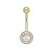 14k Solid Gold Circle Belly Ring with Cz Gems