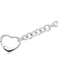 Sterling Silver Bracelet With Heart-Shaped Clasp by US Gems