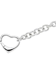 CleverEve Designer Series Sterling Silver 40.20 grams 7.50 Inch Polished Bracelet w/ Heart-Shaped Clasp