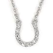 Small Rhodium Plated CZ Horseshoe Necklace 16"
