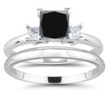 1.08 Cts Black & White Diamond Engagement & Wedding 