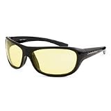 Harley Davidson Men's Caliber Performance Eyewear Sunglasses. 3/4 wrap eyewear. Impact-resistant yellow stock lenses. Frame features quality Italian craftsmanship with metal hinges. Meets ANSI Z87.1 standards. UV protection. Harley-Davidson graphics. Includes microfiber bag. Gloss Black/Yellow Lens 98273-08VM