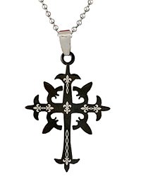 Tomas Black Fleur de Lis Cross Necklace