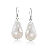 15mm Cultured Baroque Pearl Earrings In Sterling Silver