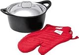 All Clad Cast Aluminum 5.5-Quart Dutch Oven with Two Oven Mitts