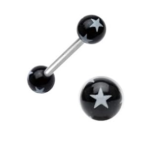 316L Surgical Steel Barbell with Multi Star UV Balls [Jewelry]