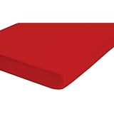 biberna 77155/176/041 Jersey-Stretch Spannbetttuch, nach &Ouml;ko-Tex Standard 100, ca. 140 x 200 cm bis 160 x 200 cm, rot