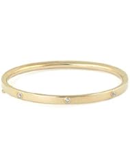 Childrens 14K Yellow Gold Polished Diamond Bangle Bracelet