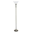Ledu L9003 Antique brass finish torchiere with alabaster shade, 68-1/2 high