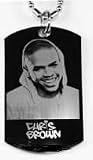 CHRIS BROWN- Dog tag Necklace-FREE CHAIN-ENGRAVED