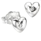 Review   / Sterling Silver Diamond Heart Stud Earrings